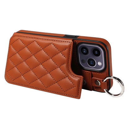 Card Bag 009 for iPhone 14 Pro Max Case Kickstand Leather+TPU Shockproof Phone Cover