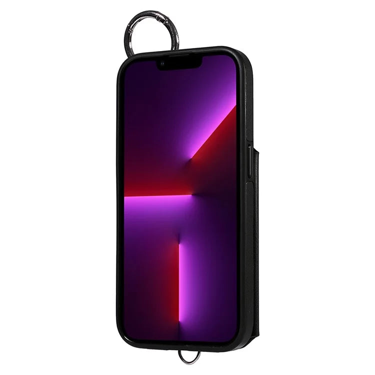 Card Bag 009 for iPhone 13 Pro Case Leather+TPU Phone Cover Rhombus Pattern