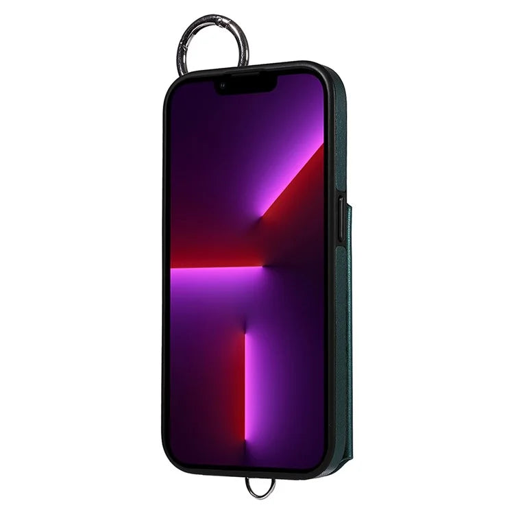 Card Bag 009 for iPhone 13 Pro Case Leather+TPU Phone Cover Rhombus Pattern