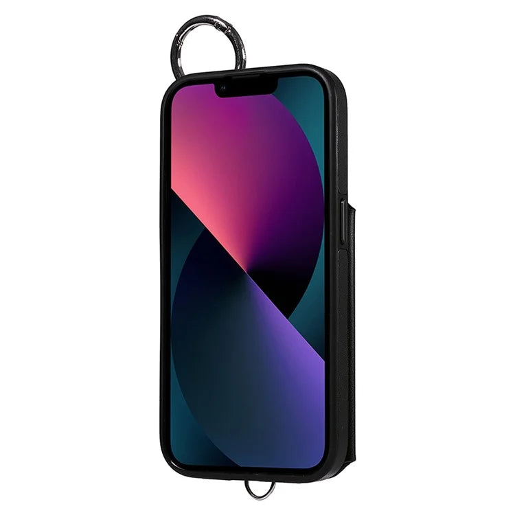 Card Bag 009 for iPhone 13 Case Rhombus Leather+TPU Phone Cover Kickstand Ring Holder