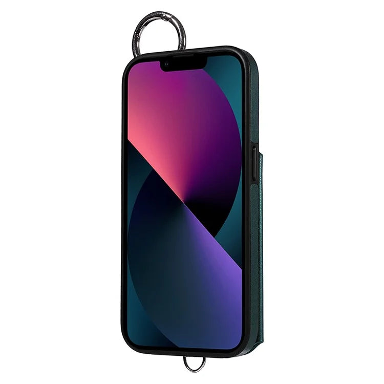 Card Bag 009 for iPhone 13 Case Rhombus Leather+TPU Phone Cover Kickstand Ring Holder