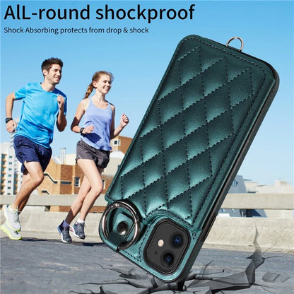 Card Bag 009 for iPhone 11 Case Finger Ring Leather Coated TPU Kickstand Phone Cover