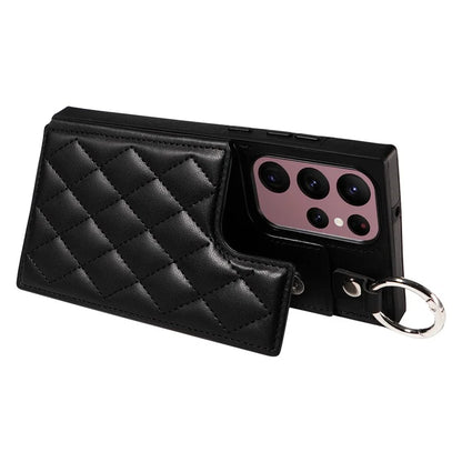 Card Bag 009 for Samsung Galaxy S22 Ultra 5G Case Leather+TPU Phone Cover Hanging Ring