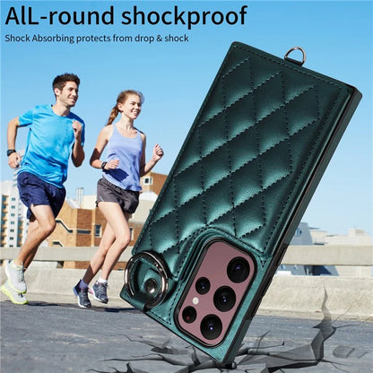 Card Bag 009 for Samsung Galaxy S22 Ultra 5G Case Leather+TPU Phone Cover Hanging Ring
