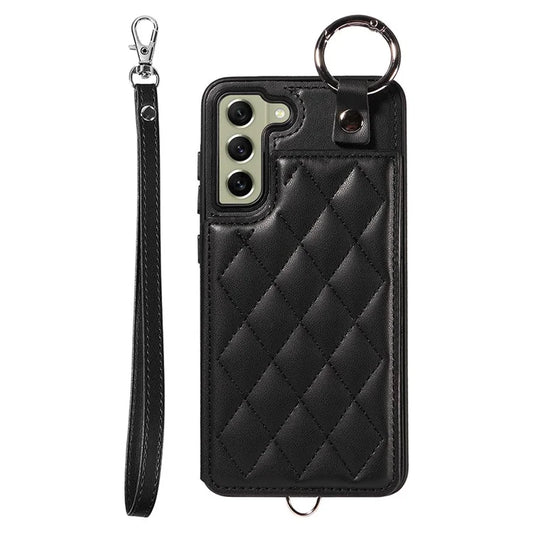 Card Bag 009 for Samsung Galaxy S21 FE 5G Case Kickstand Leather+TPU Hybrid Phone Cover
