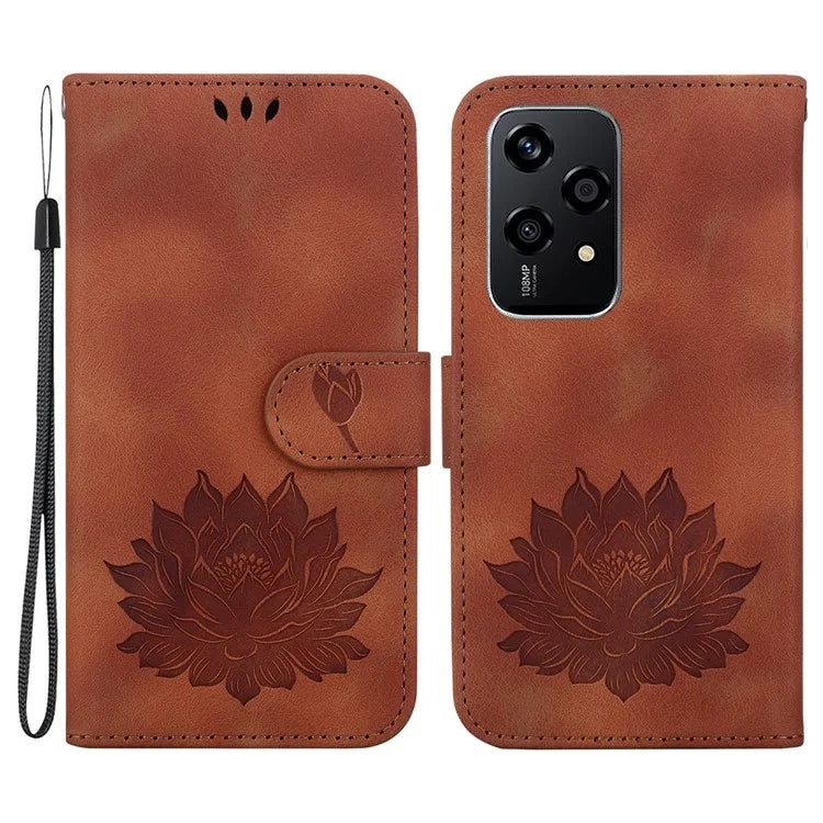 For Honor 200 Lite Case Lotus Imprint Leather Wallet Phone Cover