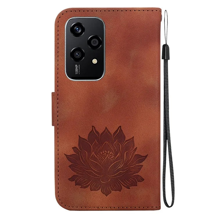 For Honor 200 Lite Case Lotus Imprint Leather Wallet Phone Cover