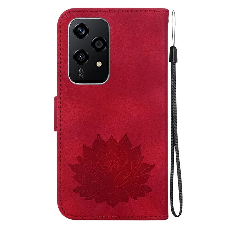 For Honor 200 Lite Case Lotus Imprint Leather Wallet Phone Cover