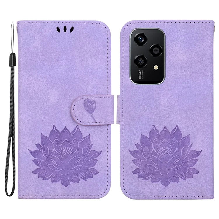 For Honor 200 Lite Case Lotus Imprint Leather Wallet Phone Cover