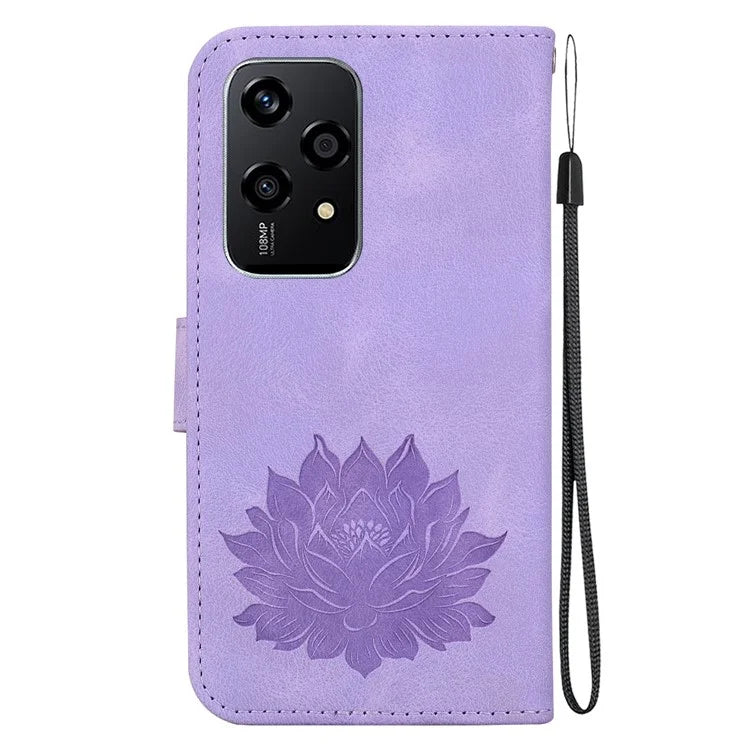 For Honor 200 Lite Case Lotus Imprint Leather Wallet Phone Cover
