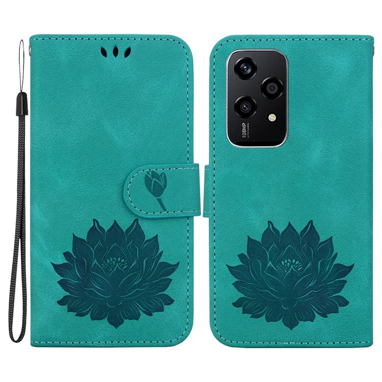 For Honor 200 Lite Case Lotus Imprint Leather Wallet Phone Cover