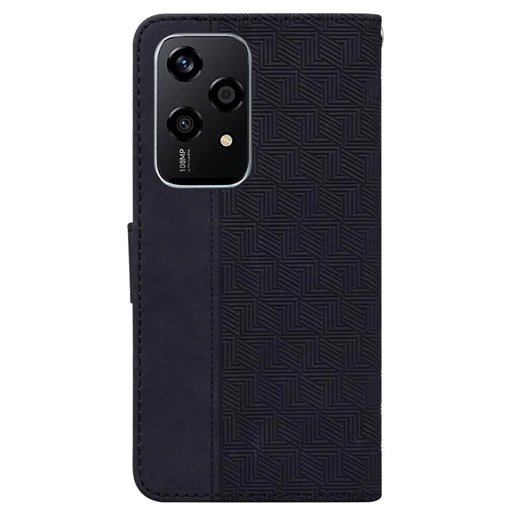 For Honor 200 Lite Leather Case Geometry Imprint Wallet Phone Cover