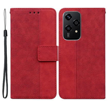 For Honor 200 Lite Leather Case Geometry Imprint Wallet Phone Cover