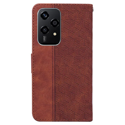 For Honor 200 Lite Leather Case Geometry Imprint Wallet Phone Cover