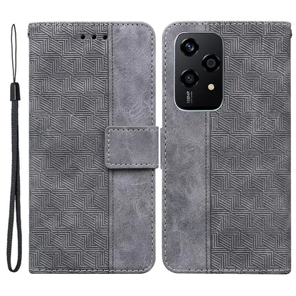 For Honor 200 Lite Leather Case Geometry Imprint Wallet Phone Cover