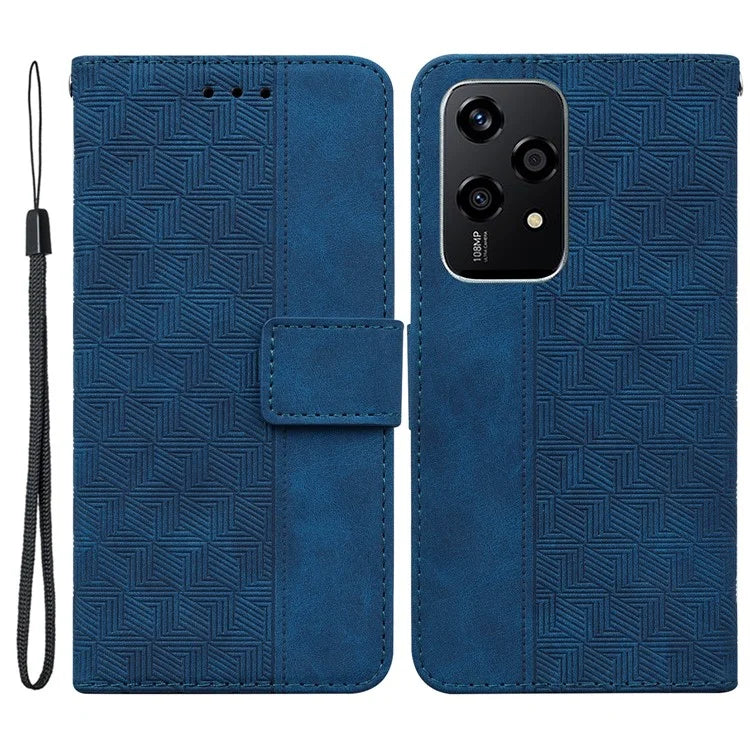 For Honor 200 Lite Leather Case Geometry Imprint Wallet Phone Cover
