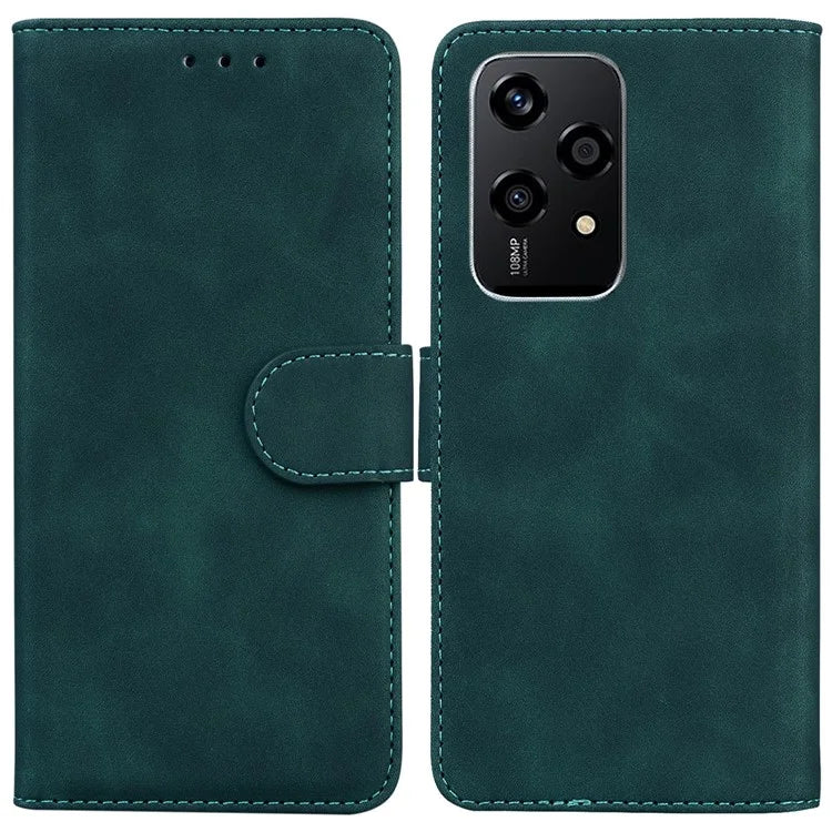 For Honor 200 Lite Phone Case Solid Color Leather Mobile Phone Cover with Stand