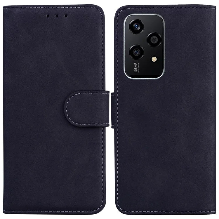 For Honor 200 Lite Phone Case Solid Color Leather Mobile Phone Cover with Stand