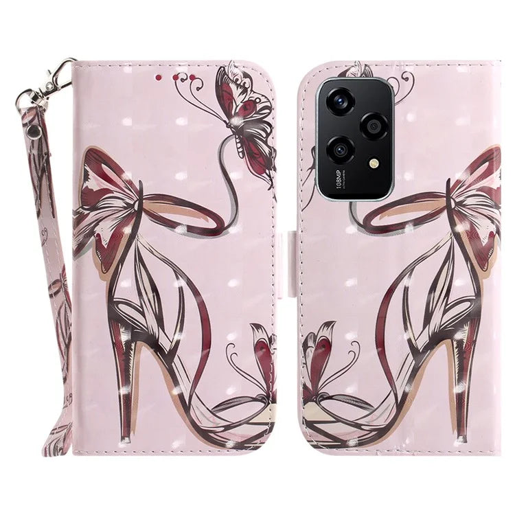 For Honor 200 Lite Stand Case Pattern Print PU Leather Wallet Phone Cover
