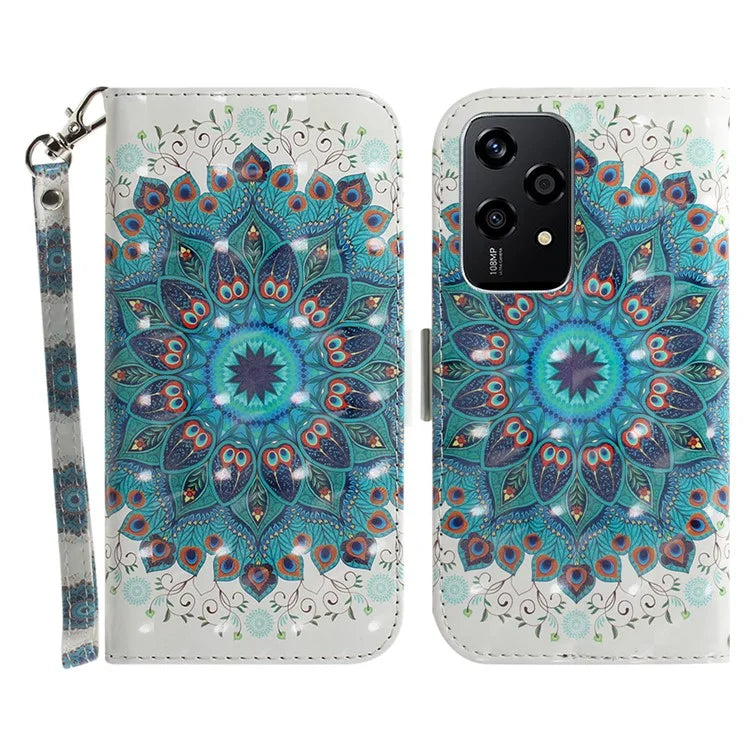 For Honor 200 Lite Stand Case Pattern Print PU Leather Wallet Phone Cover