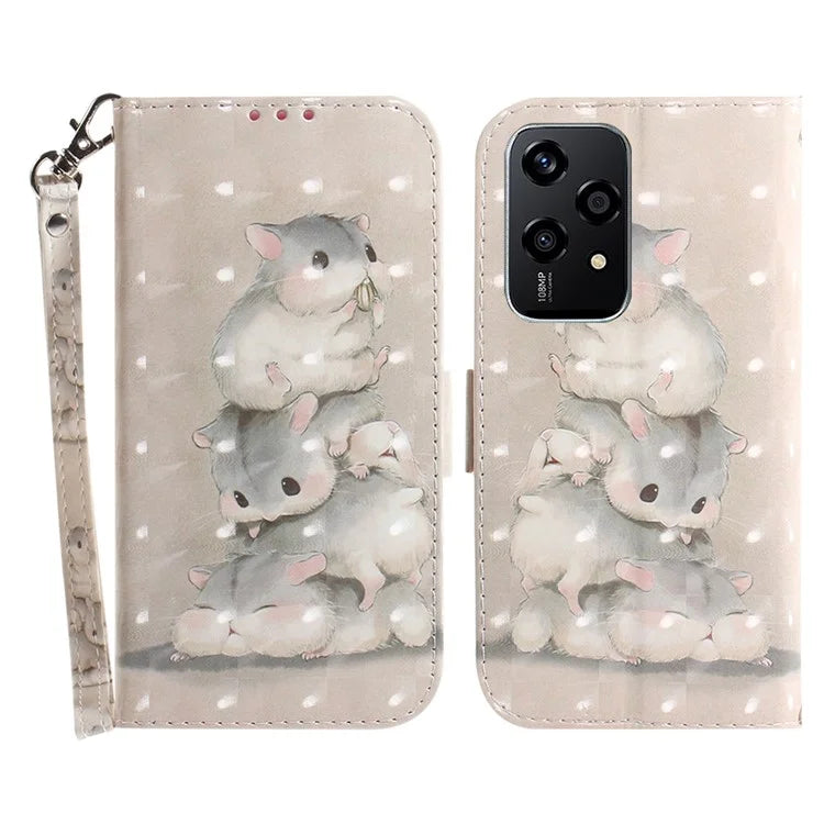 For Honor 200 Lite Stand Case Pattern Print PU Leather Wallet Phone Cover