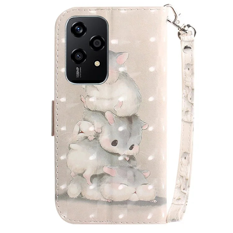 For Honor 200 Lite Stand Case Pattern Print PU Leather Wallet Phone Cover