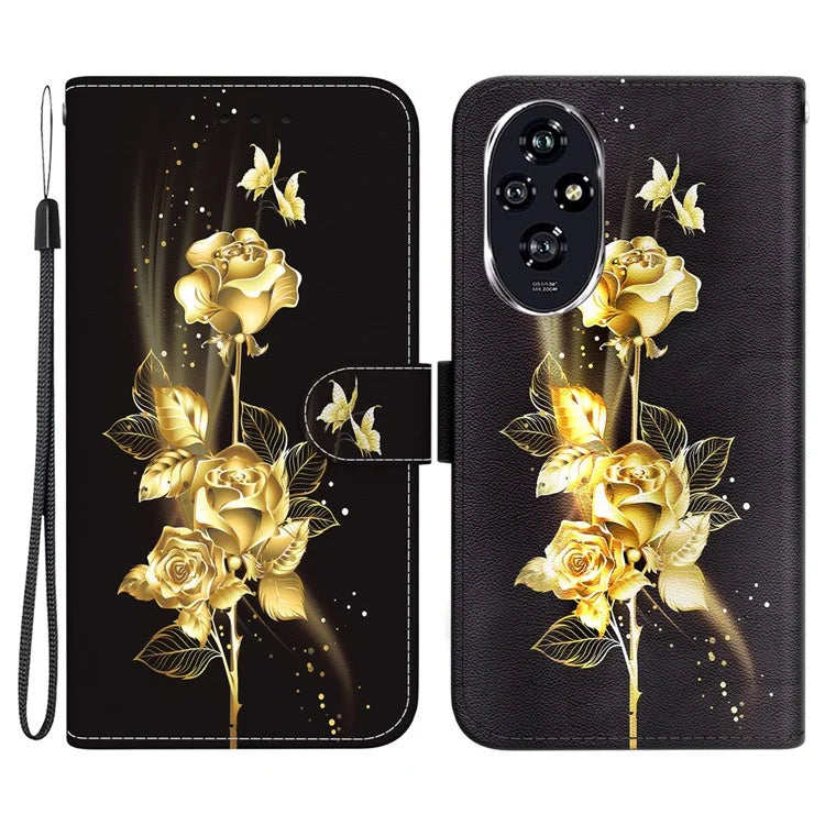For Honor 200 5G Case Pattern Print Leather Wallet Phone Cover with Stand