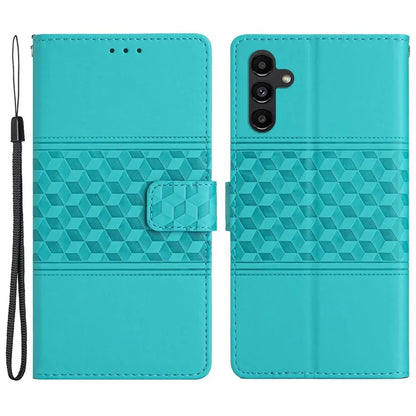 For Samsung Galaxy S24 FE Case PU Leather Flip Phone Cover Rhombus Pattern