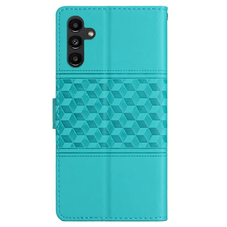 For Samsung Galaxy S24 FE Case PU Leather Flip Phone Cover Rhombus Pattern