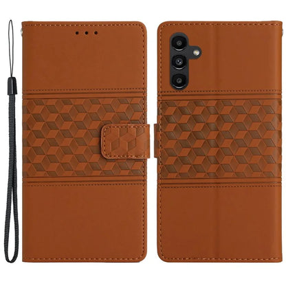 For Samsung Galaxy S24 FE Case PU Leather Flip Phone Cover Rhombus Pattern