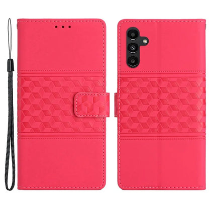 For Samsung Galaxy S24 FE Case PU Leather Flip Phone Cover Rhombus Pattern