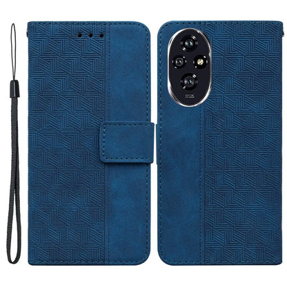 For Honor 200 5G Leather Case Geometry Imprint Wallet Phone Cover with Strap