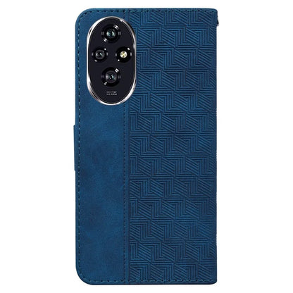 For Honor 200 5G Leather Case Geometry Imprint Wallet Phone Cover with Strap