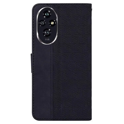 For Honor 200 5G Leather Case Geometry Imprint Wallet Phone Cover with Strap