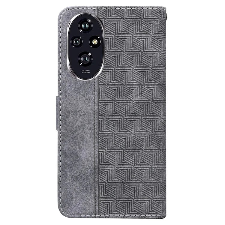 For Honor 200 5G Leather Case Geometry Imprint Wallet Phone Cover with Strap