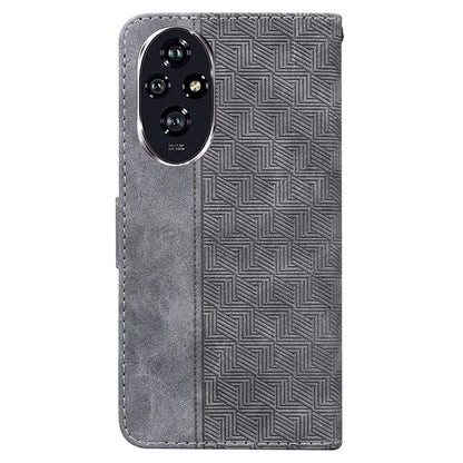 For Honor 200 5G Leather Case Geometry Imprint Wallet Phone Cover with Strap
