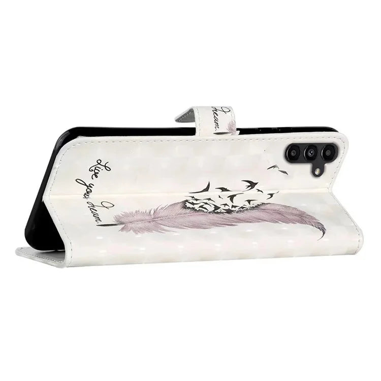 For Samsung Galaxy S24 FE Case 3D Pattern Printed Leather Phone Cover Card Holder