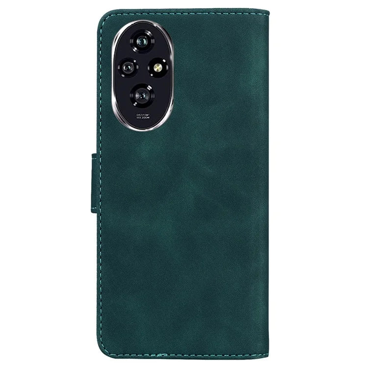 For Honor 200 5G Protective Case Solid Color Leather Mobile Phone Cover with Stand