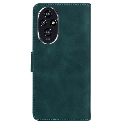 For Honor 200 5G Protective Case Solid Color Leather Mobile Phone Cover with Stand