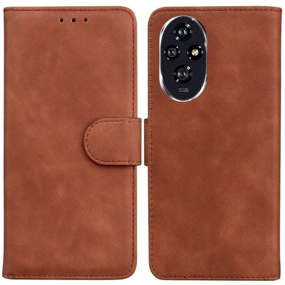 For Honor 200 5G Protective Case Solid Color Leather Mobile Phone Cover with Stand