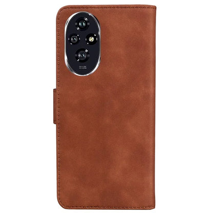 For Honor 200 5G Protective Case Solid Color Leather Mobile Phone Cover with Stand