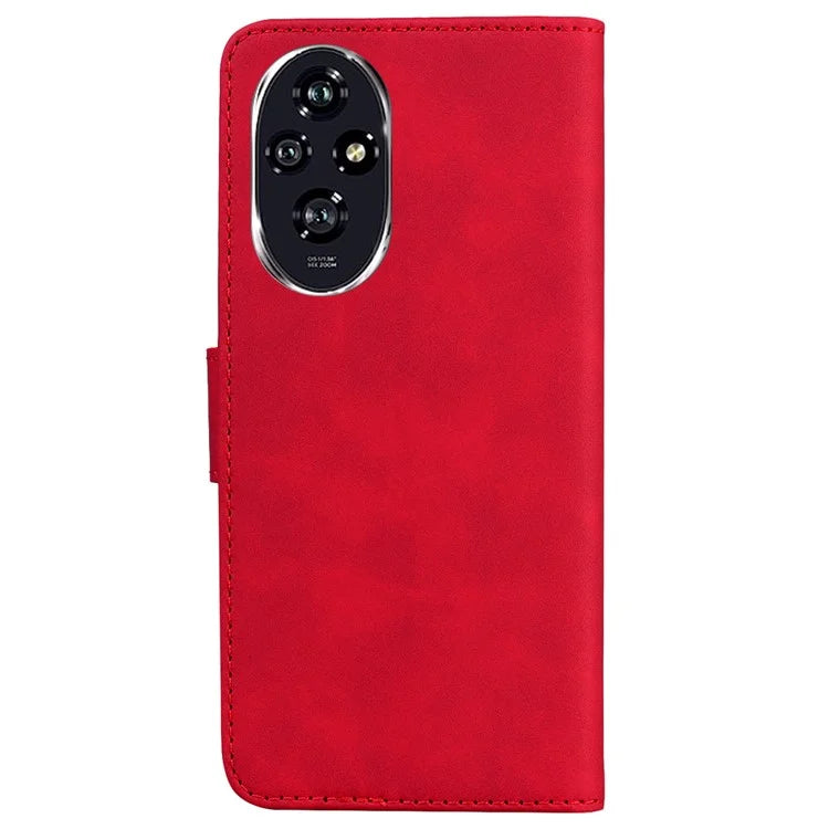 For Honor 200 5G Protective Case Solid Color Leather Mobile Phone Cover with Stand