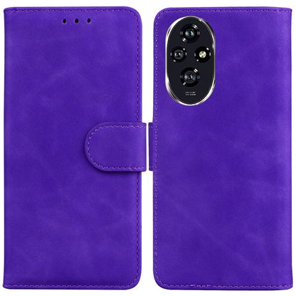 For Honor 200 5G Protective Case Solid Color Leather Mobile Phone Cover with Stand