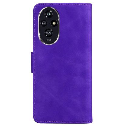 For Honor 200 5G Protective Case Solid Color Leather Mobile Phone Cover with Stand