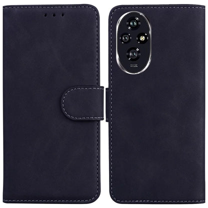 For Honor 200 5G Protective Case Solid Color Leather Mobile Phone Cover with Stand