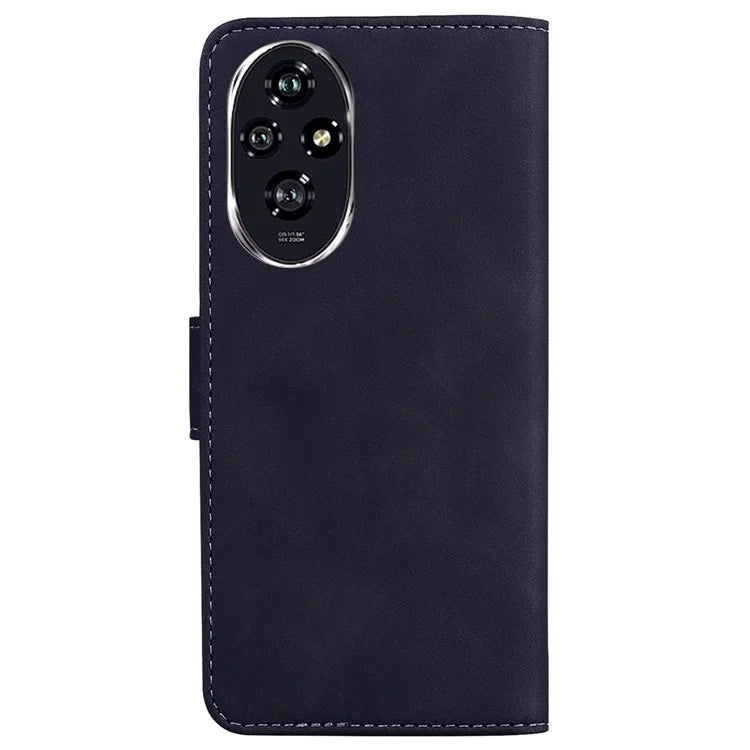For Honor 200 5G Protective Case Solid Color Leather Mobile Phone Cover with Stand