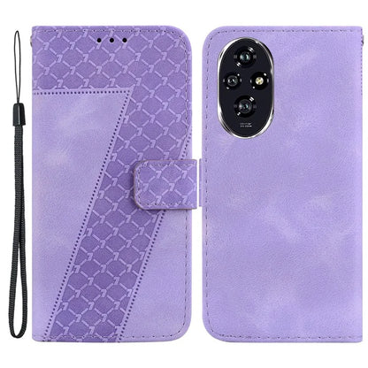 For Honor 200 5G Stand Case Pattern Imprint Leather Wallet Phone Cover with Strap