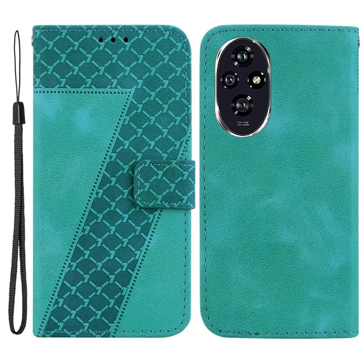 For Honor 200 5G Stand Case Pattern Imprint Leather Wallet Phone Cover with Strap
