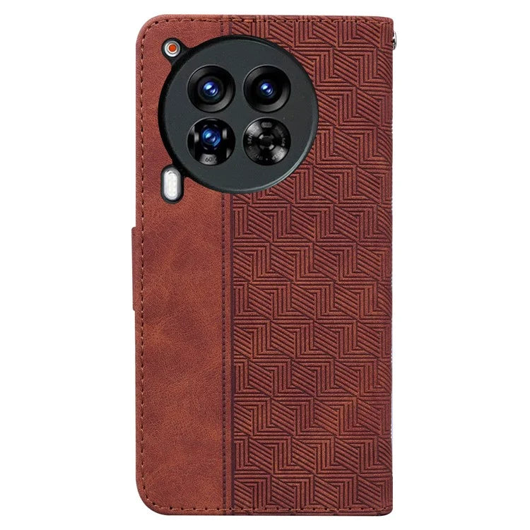 For TECNO Camon 30 Premier 5G Wallet Case Geometry Imprint Leather Phone Cover with Strap