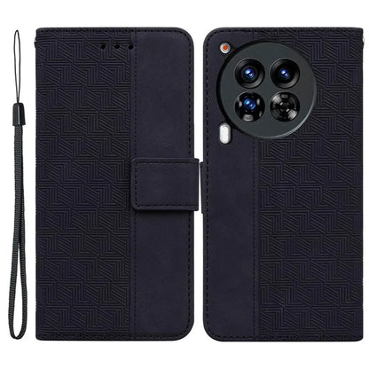 For TECNO Camon 30 Premier 5G Wallet Case Geometry Imprint Leather Phone Cover with Strap